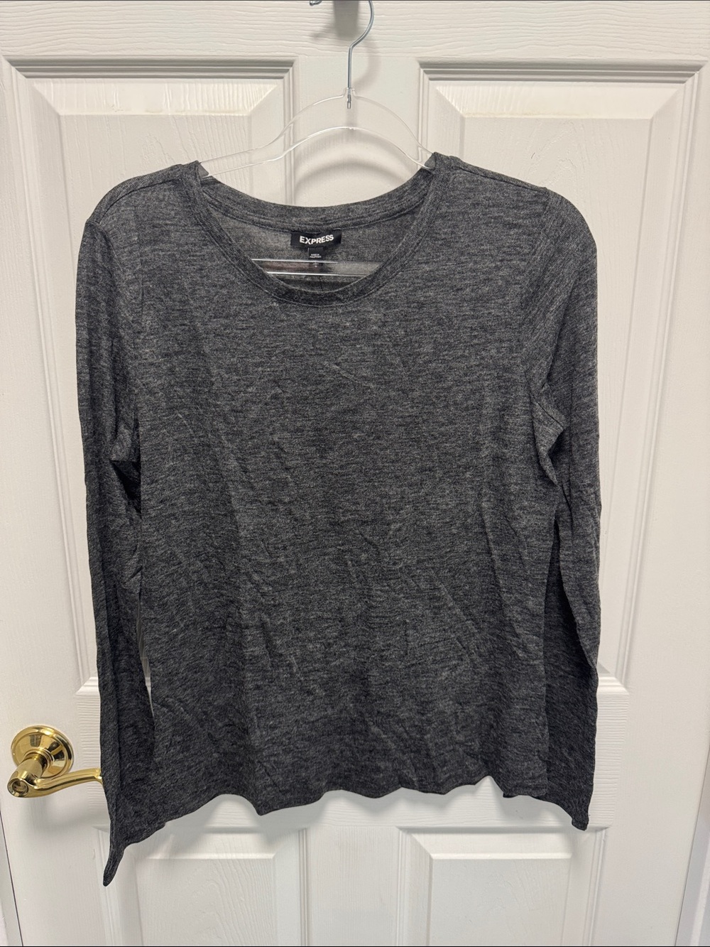 Express Women's Long Sleeve Crewneck Top - Charcoal